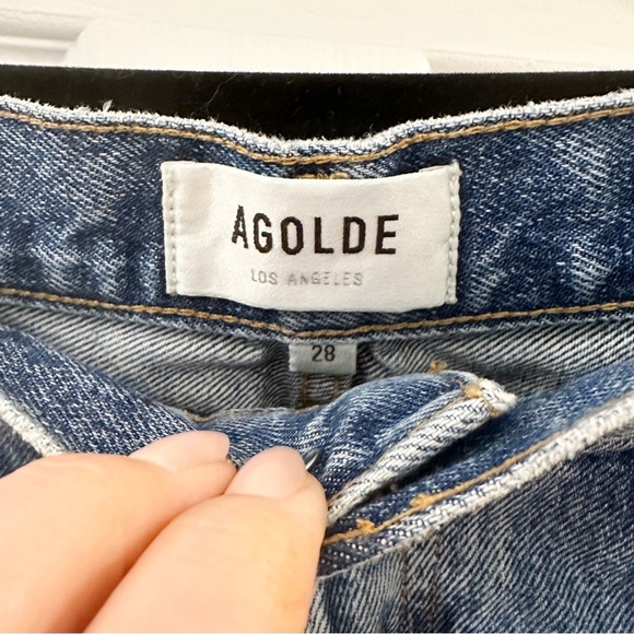 Agolde 90s Pinch Straight Cropped Raw Hem Rigid Denim Jeans sz 28 - Picture 5 of 7